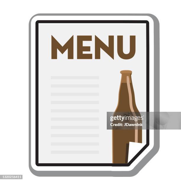 craft beer tasting menu flat design themed icon white background - distillation stock illustrations