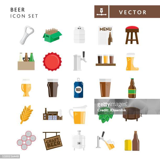 craft bier flat design themen icon auf weißem hintergrund gesetzt - bierfass stock-grafiken, -clipart, -cartoons und -symbole