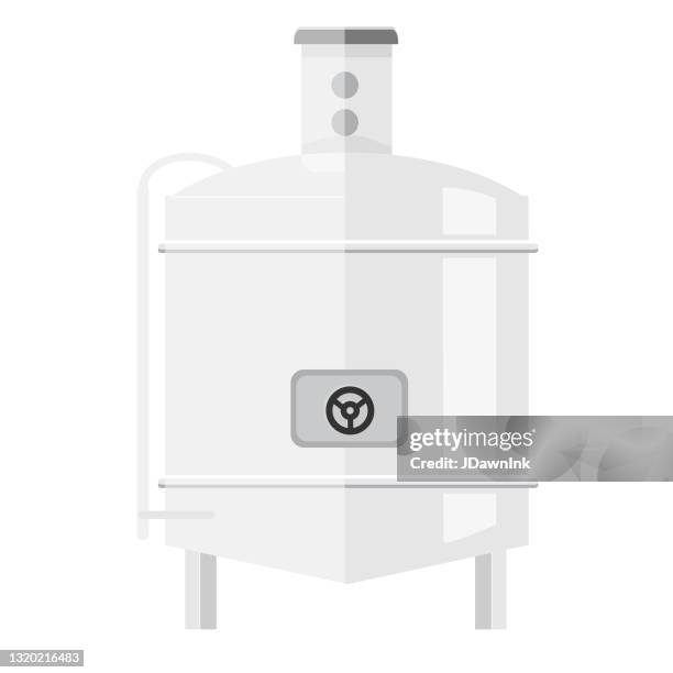 craft beer distiller still flat design themed icon on white background - distillery still stock illustrations