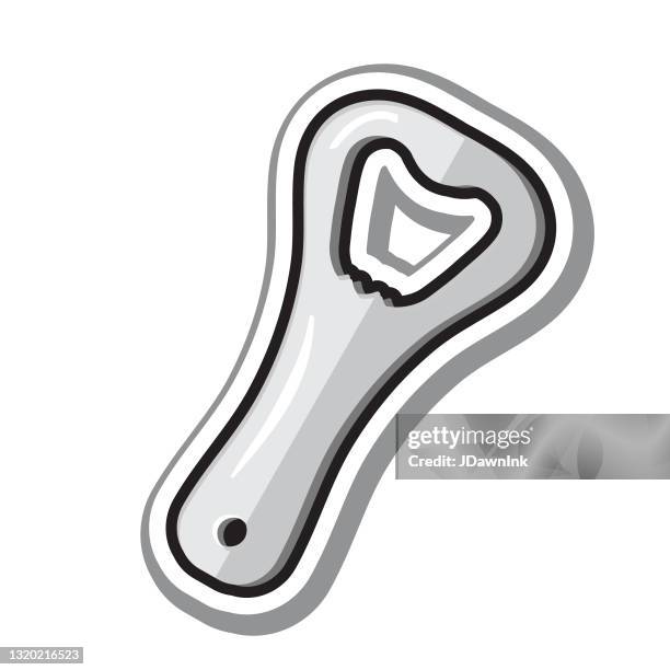 craft beer bottle opener flat design themed icon on white background - distillation stock illustrations