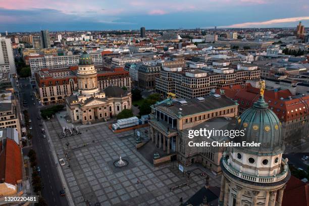 In an aerial view, the installation "Amplifier" by artist Bettina Pousttchis is presented for visitors on the occasion of the 200th anniversary of...