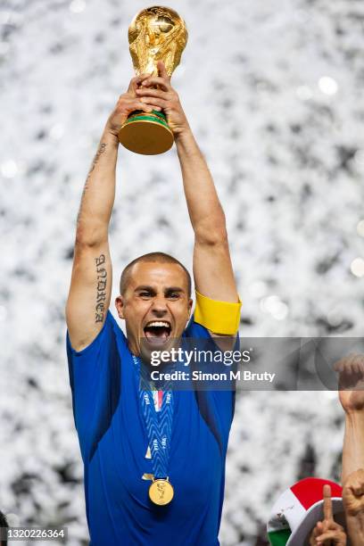 Fabio Cannavaro Captain of Italy lifting the World Cup Trophy. World Cup Final match between France and Italy . Italy would win on penalties to at...