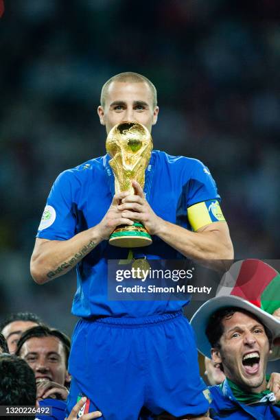 Fabio Cannavaro Captain of Italy kissing the World Cup Trophy. World Cup Final match between France and Italy . Italy would win on penalties to at...
