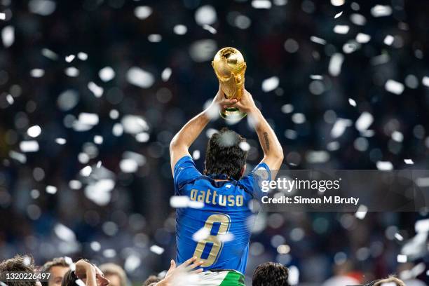 Gennaro Gattuso of Italy lifting the World Cup Trophy. World Cup Final match between France and Italy . Italy would win on penalties to at the...