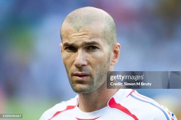 Zinedine Zidane of France before the start of the World Cup Final match between France and Italy . Italy would win on penalties to at the...