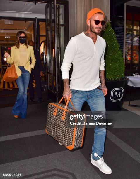 Victoria Beckham and David Beckham seen on the streets of Manhattan on May 26, 2021 in New York City.