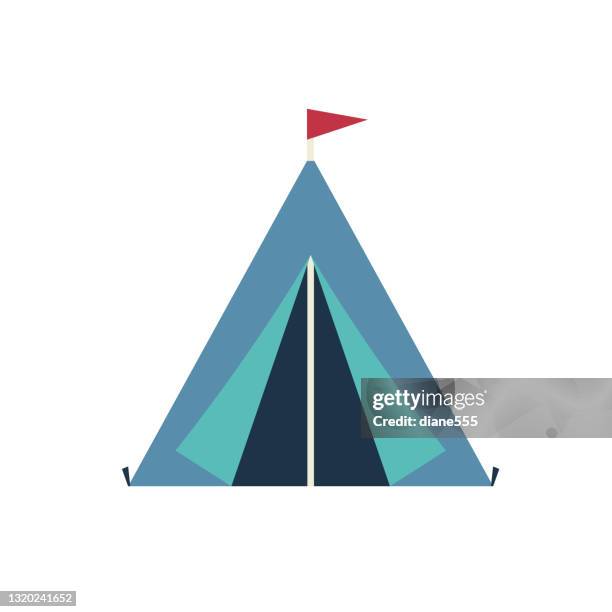cute summer icon on a trasparent base - tent - tent stock illustrations