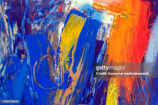 abstract oil paint texture on canvas, background - colpire foto e immagini stock