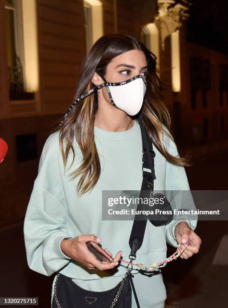 Anabel Pantoja and Susana Molina leave the restaurant where they enjoyed a dinner with friends on May 26 in Madrid, Spain.