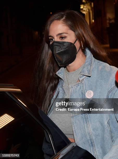 Anabel Pantoja and Susana Molina leave the restaurant where they enjoyed a dinner with friends on May 26 in Madrid, Spain.