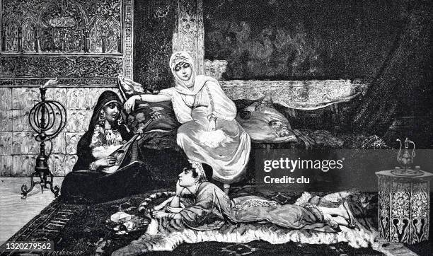 pastime im harem - ottoman sultan stock-grafiken, -clipart, -cartoons und -symbole