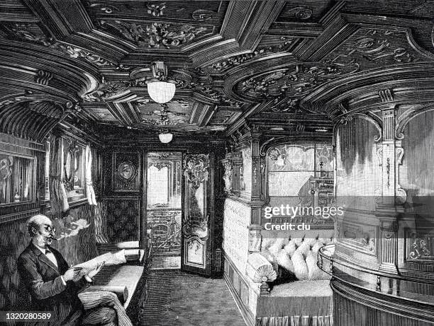 fast steamer lahn, smoking room first class - leather sofa stock illustrations