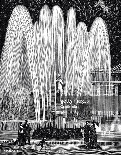 st. petersburg, peterhof, eva fountain - peterhof grand palace stock illustrations