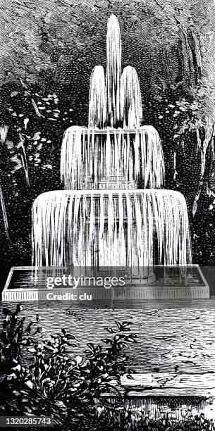 st. petersburg, peterhof, italian fountain - peterhof grand palace stock illustrations