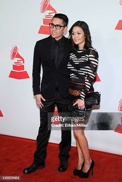 Singer Taboo and Jaymie Dizon arrive at the 2011 Latin Recording Academy's Person of the Year honoring Shakira at Mandalay Bay Resort & Casino on...