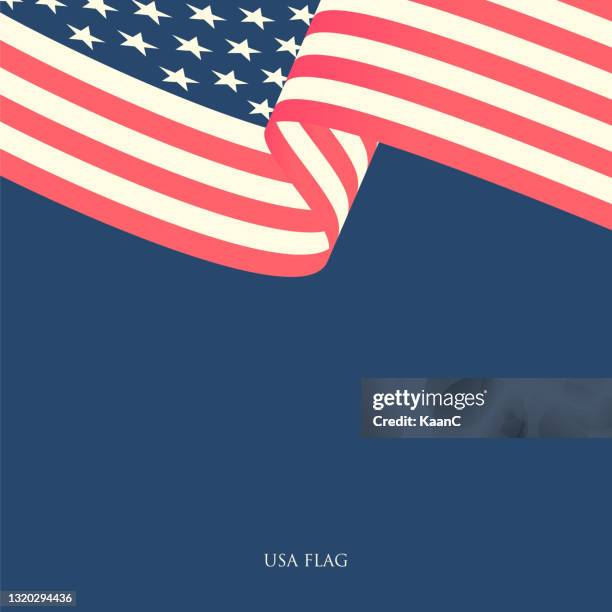 ilustraciones, imágenes clip art, dibujos animados e iconos de stock de bandera de ee.uu. ondeando sobre fondo azul. ilustración de stock - us veterans day