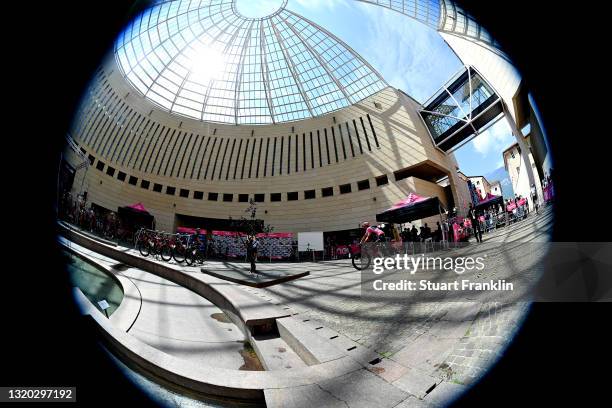 Egan Arley Bernal Gomez of Colombia and Team INEOS Grenadiers Pink Leader Jersey at start in Museum of Modern and Contemporary Art of Trento and...