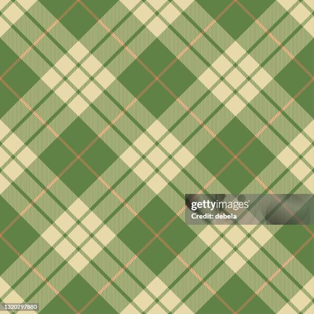 green and beige argyle scottish tartan plaid textile pattern - green argyle stock illustrations