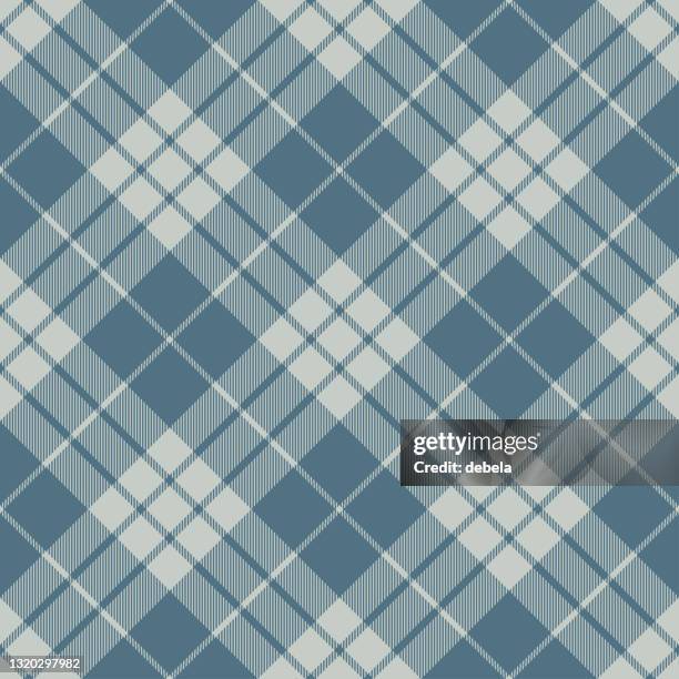 blue argyle scottish tartan plaid textile pattern - plaid pattern vector stock illustrations
