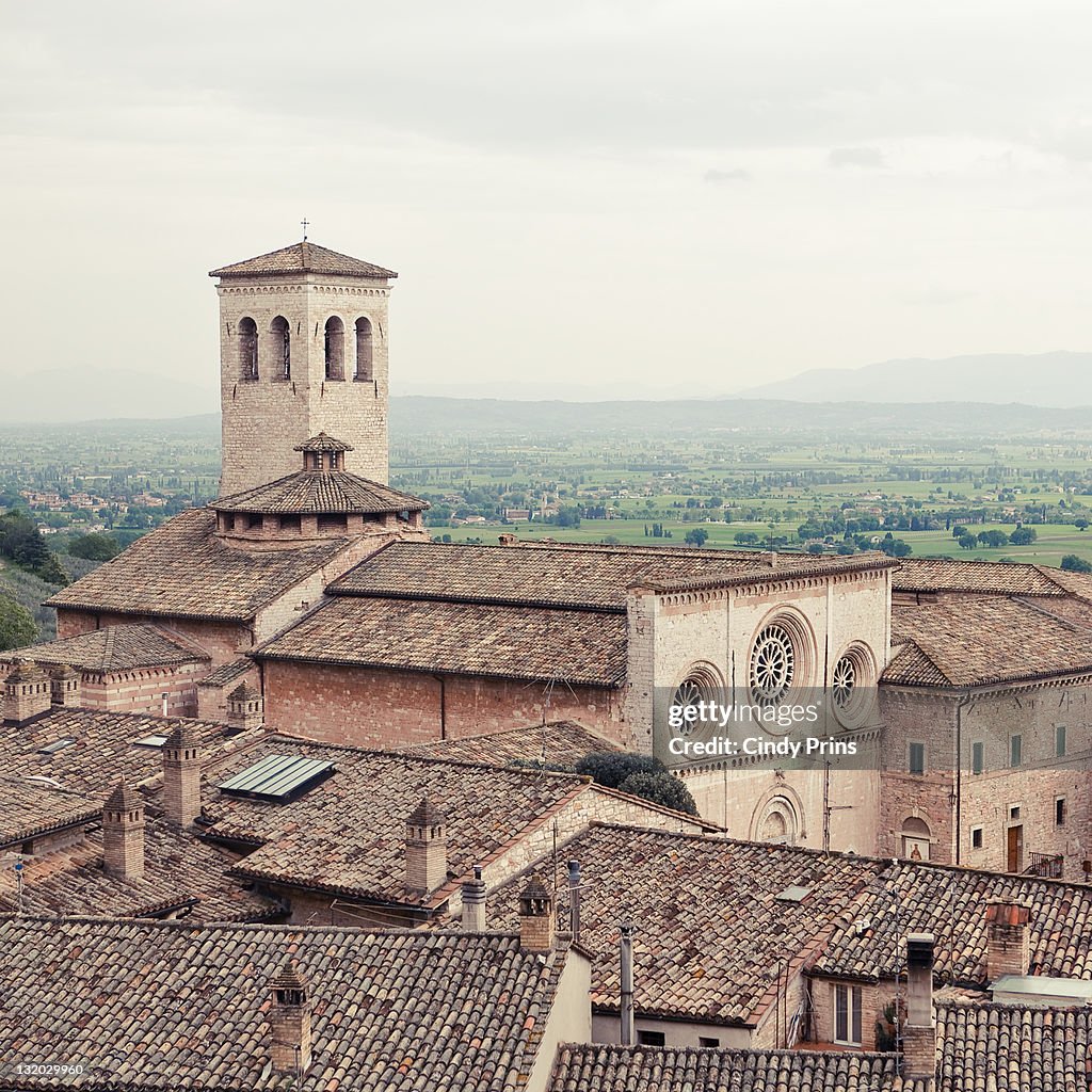 View over rooftops and valley