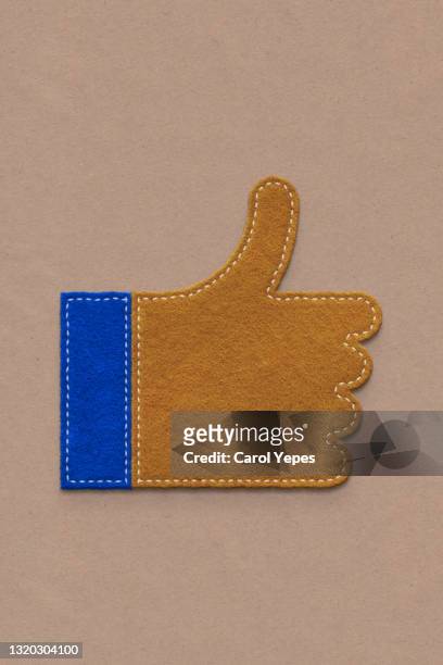 thumbs up made of felt - thumb emoji stock pictures, royalty-free photos & images