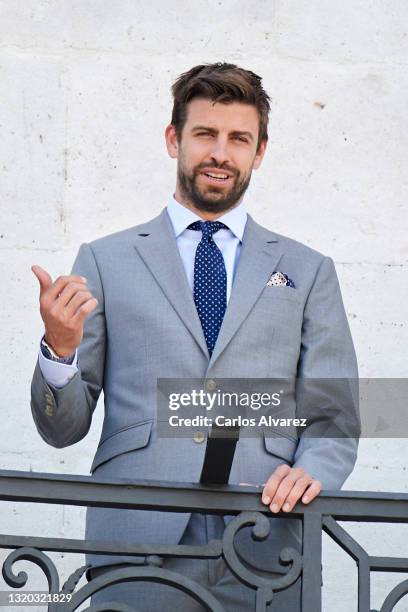 Copa Davis director Gerard Pique attends Davis Cup by Rakuten Finals 2021 presentation at Casa de Correos on May 27, 2021 in Madrid, Spain.