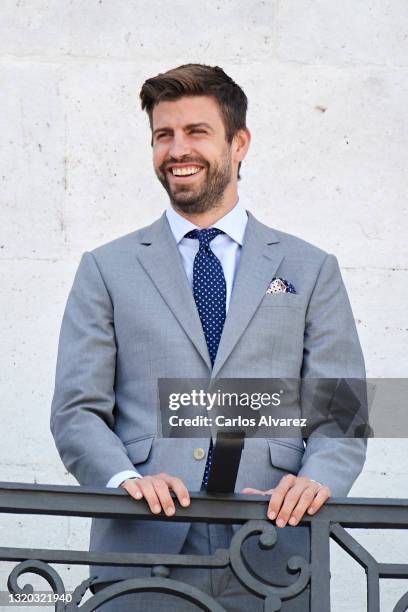 Copa Davis director Gerard Pique attends Davis Cup by Rakuten Finals 2021 presentation at Casa de Correos on May 27, 2021 in Madrid, Spain.