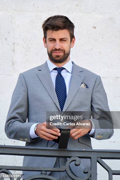 Copa Davis director Gerard Pique attends Davis Cup by Rakuten Finals 2021 presentation at Casa de Correos on May 27, 2021 in Madrid, Spain.