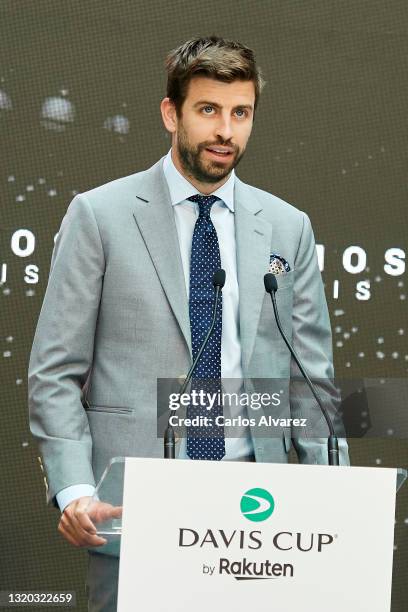 Copa Davis director Gerard Pique attends Davis Cup by Rakuten Finals 2021 presentation at Casa de Correos on May 27, 2021 in Madrid, Spain.