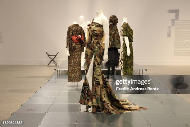 Dress by Christian Dior / John Galliano is seen during the exhibition Dress Code: Are You Playing Fashion? - A collection of The Kyoto Costume...