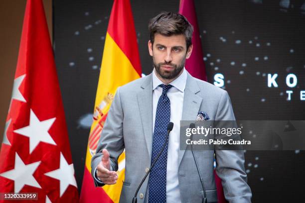 Gerard Piqué attends Davis Cup by Rakuten Finals 2021 presentation at Casa de Correos on May 27, 2021 in Madrid, Spain.