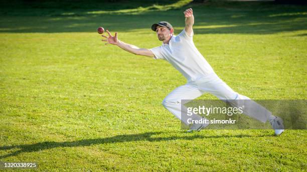ボールをキャッチする男性野手 - cricket catch ストックフォトと画像