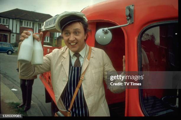 Entertainer Ken Dodd dressed as a milkman, circa 1969.