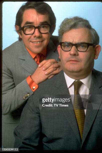 Comic actors Ronnie Barker and Ronnie Corbett, circa 1969.