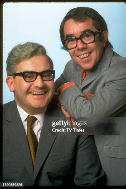 Comic actors Ronnie Barker and Ronnie Corbett, circa 1969.