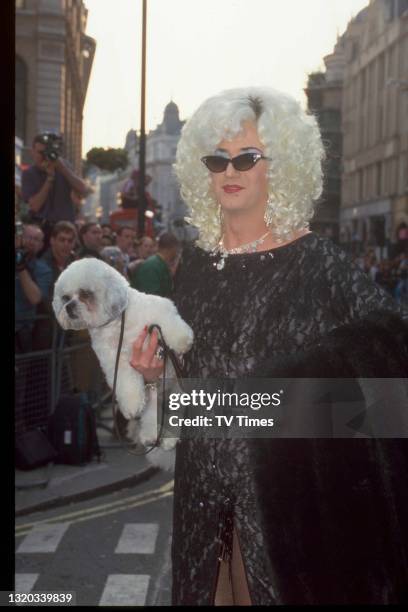 Comedian and television presenter Paul O'Grady , arriving at the BAFTA TV Awards, circa 1998.