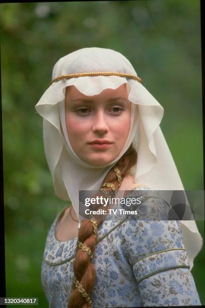 Actress Judi Trott in character as Lady Marion on the set of television adventure series Robin Of Sherwood, circa 1984.