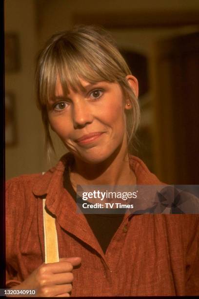 Actress Tessa Wyatt in character as Victoria Nicholls in the sitcom Robin's Nest, circa 1977.