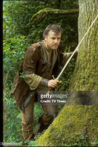 Actor Ray Winstone in character as Will Scarlet on the set of adventure drama Robin Of Sherwood, circa 1984.