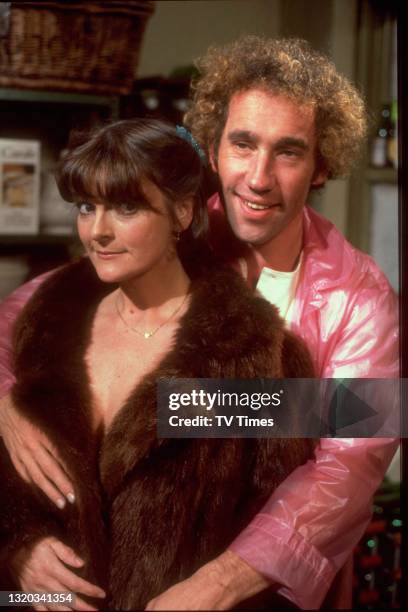 Actors Brenda Blethyn and Simon Callow in character as Alison Little and Tom Chance on the set of sitcom Chance In A Million, circa 1984.