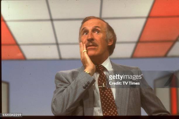 Host Bruce Forsyth on the set of game show Play Your Cards Right, circa 1980.