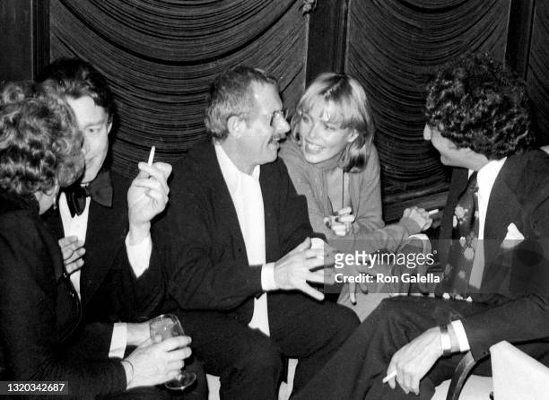 Halston, Joe Eula, Margaux Hemingway and Errol Wetson attend "The Towering Inferno" Premiere Party at the Four Seasons Hotel in New York City on...