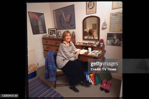 Actress Liz Crowther photographed at home, circa 1997.