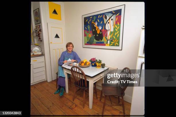 Actress Liz Crowther photographed at home, circa 1997.