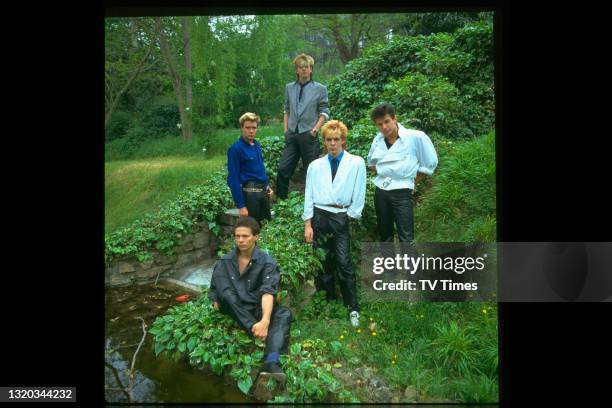 John Taylor, Roger Taylor, Nick Rhodes, Andy Taylor and Simon Le Bon of English pop group Duran Duran, circa 1983.