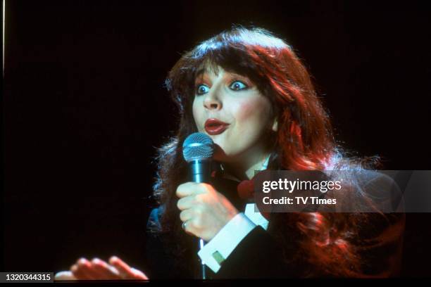 Musician Kate Bush performing live, circa 1978.