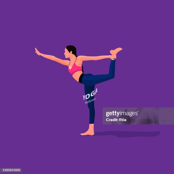 detailed vector illustration of woman practicing yoga  depicting healthy lifestyle - woman gym stock illustrations