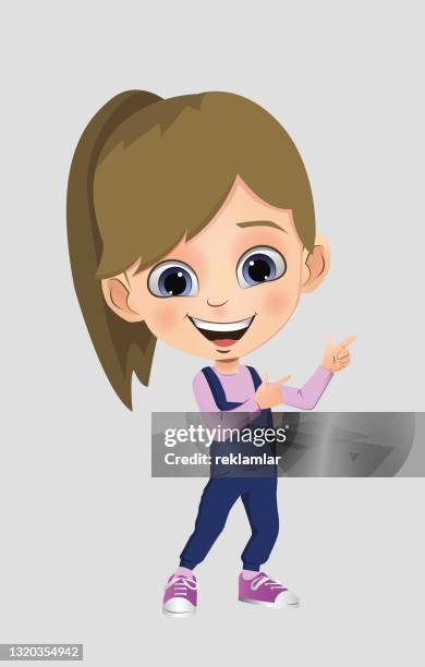 cheerful happy girl with a friendly face standing with outstretched arms.  cartoon style child avatar flat vector character design illustration isolated on white background. - only teenage girls stock illustrations