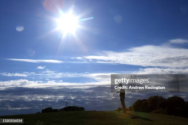 Laurie Canter of England prepares to putt on the 17th green during the first round of the Made in HimmerLand presented by FREJA at Himmerland Golf &...