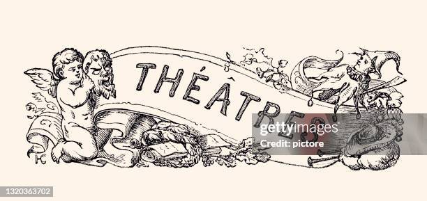 théatres or theater    -xxxl with lots of details- - french language stock illustrations